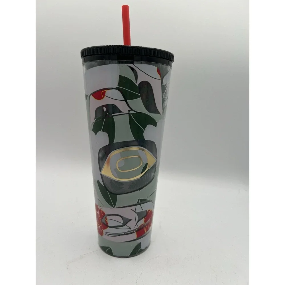 🌸 Starbucks 24 oz Floral Design Plastic Tumbler With Straw - Limited Edition 🌸